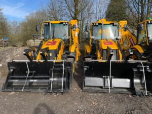 A pair of new JCB 3CX Backhoe Loaders 